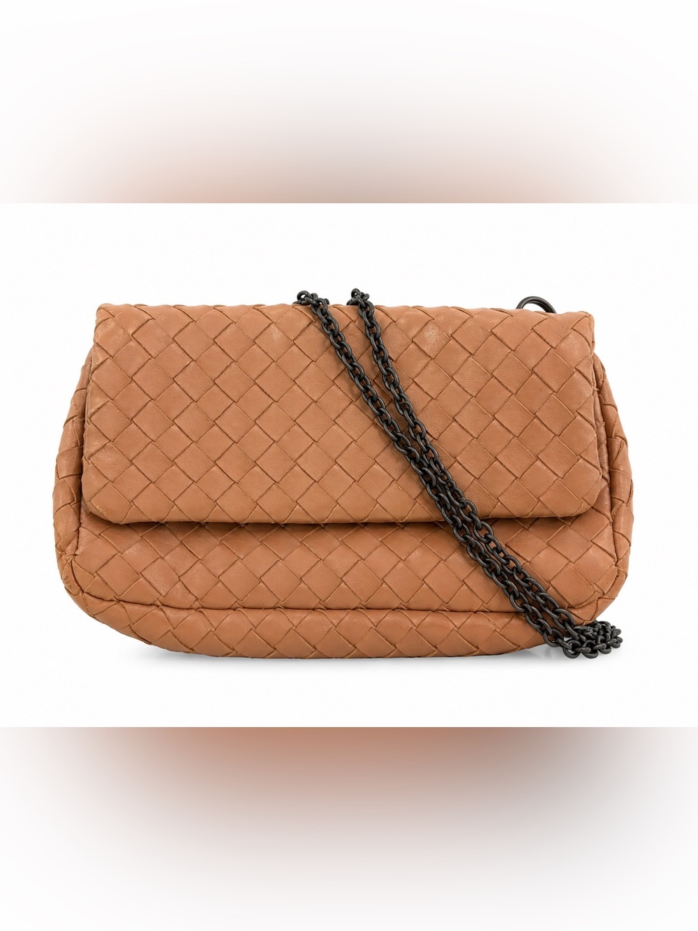 Bottega Veneta Nappa Intrecciato Small Chain Crossbody in Tan— authentic